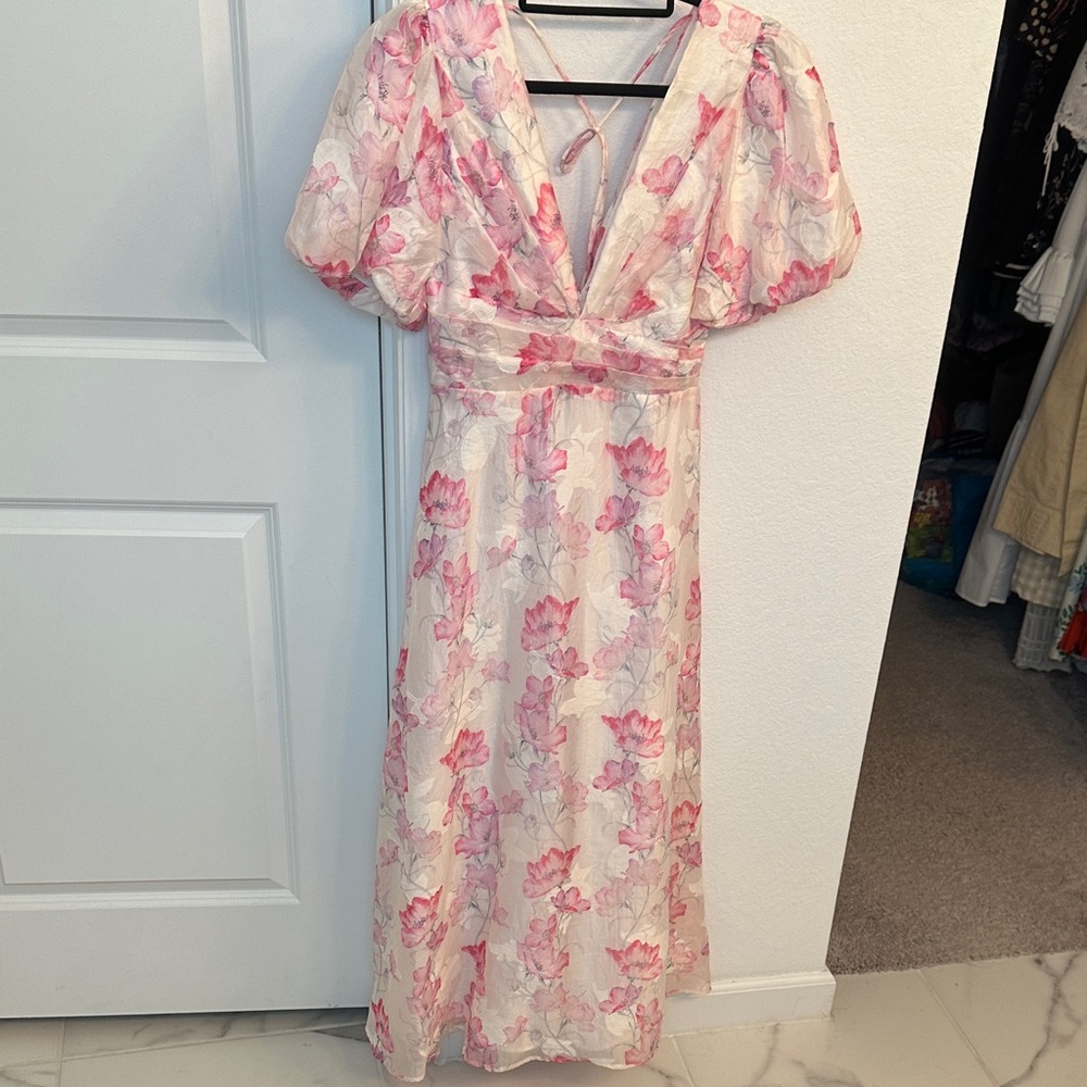 Hello Molly Pink and Cream Floral Maxi Dress